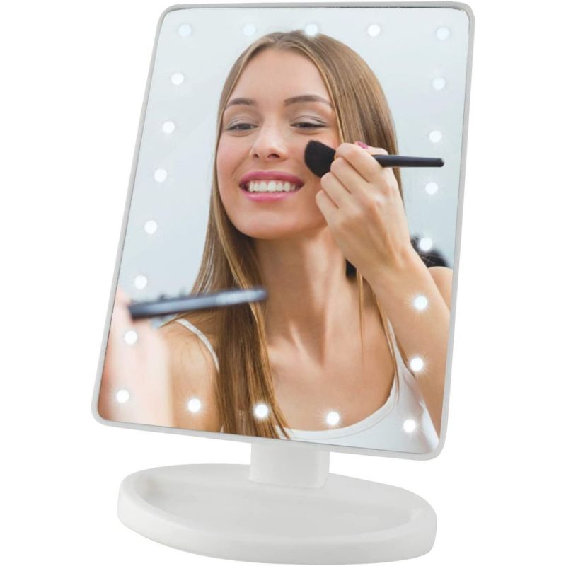 Tienda Piola - 💖💄ESPEJO LED PARA MAQUILLAJE💄💖 Quien no ama este espejo  con luces led??😍😍 Con iluminación brillante para que puedas visualizar  los detalles😋 👉 Funciona a pilas 👉 Rotacion 360° 👉