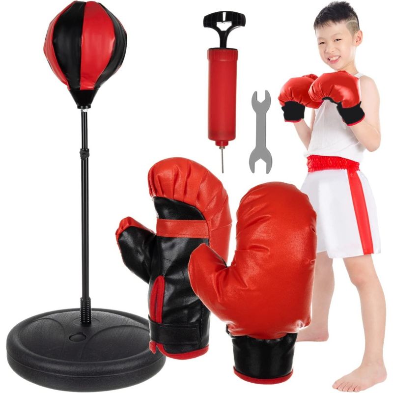 Saco de boxeo de 160 cm, guante para adulto, vendaje de 30 m y soporte,  color rojo