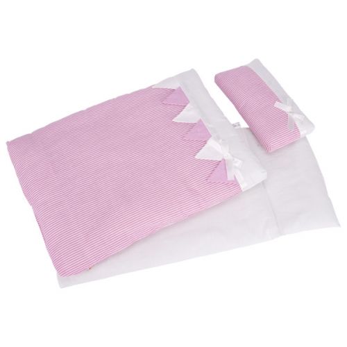 Ropa para cama de muñecas de rayas rosas, de Goki