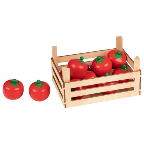 Caja de madera con 10 tomates, de Goki