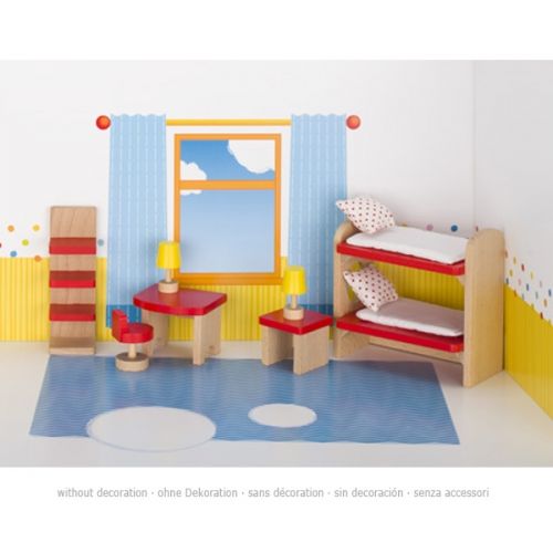 Set de mobiliario de cuarto infantil con literas de casa de muñecas, de Goki