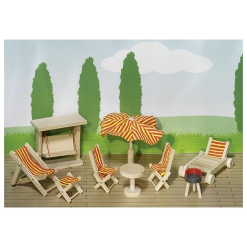Set de 9 muebles de jardín para casa de muñecas, de Goki