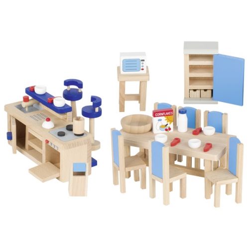 Set de 30 muebles de cocina comedor para casa de muñecas, de Goki2