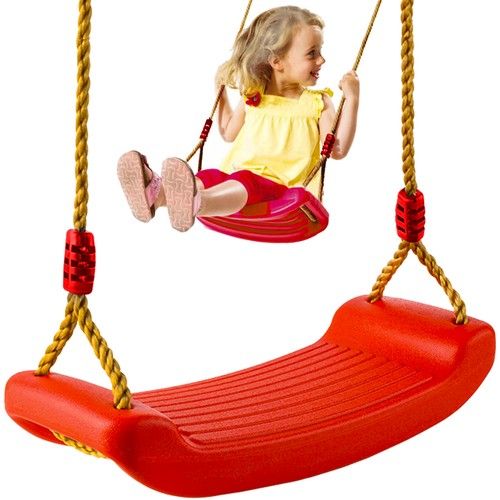  Columpio rojo de cuerda para niños con asiento de plástico duradero