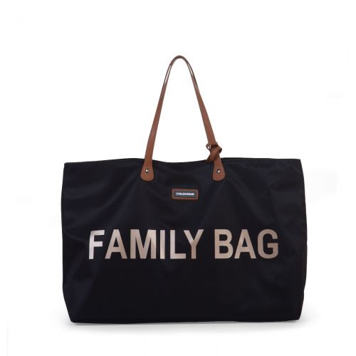 Bolso Family Bag en negro con letras doradas de Childhome