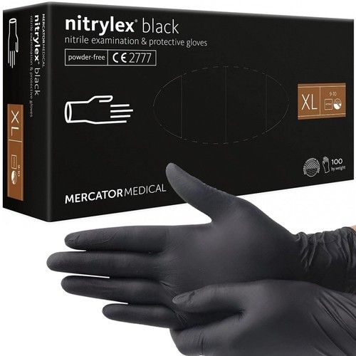 Guantes de Nitrilo Negro talla XL , 100 unidades. Sin talco ni látex