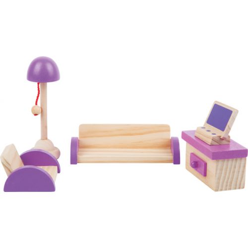 Muebles de madera para salón de casita de muñecas