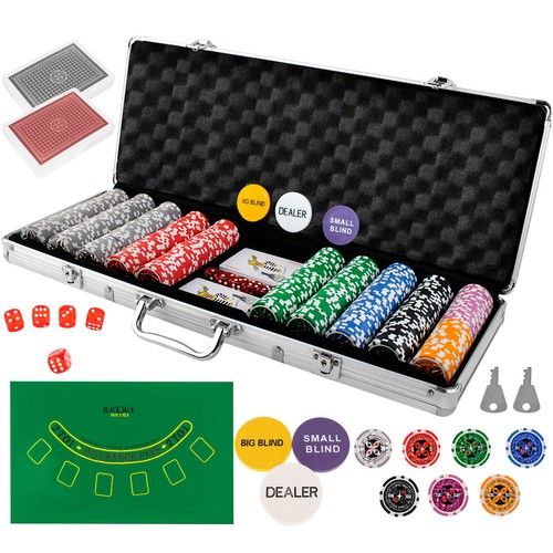 Poker, set de 500 fichas en maletín de aluminio