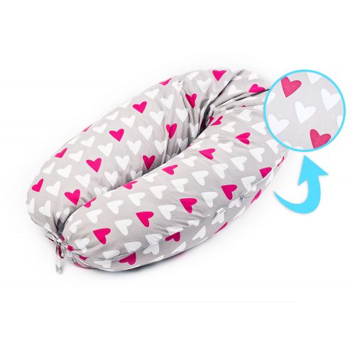 Almohada XL para embarazo - corazones rosados