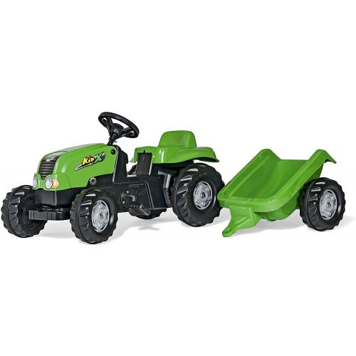 Tractor con pedales RollyKid con remolque, Verde